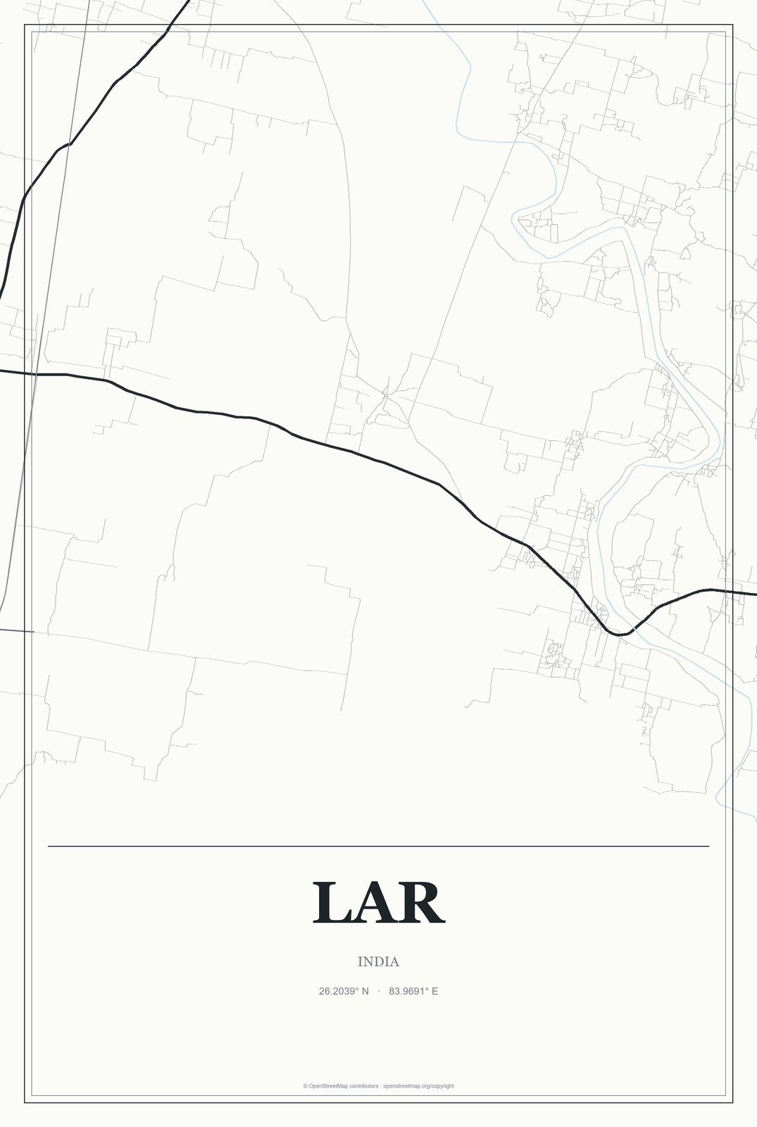 Lar, India City Map Aluminum Sign in Gallery Air style