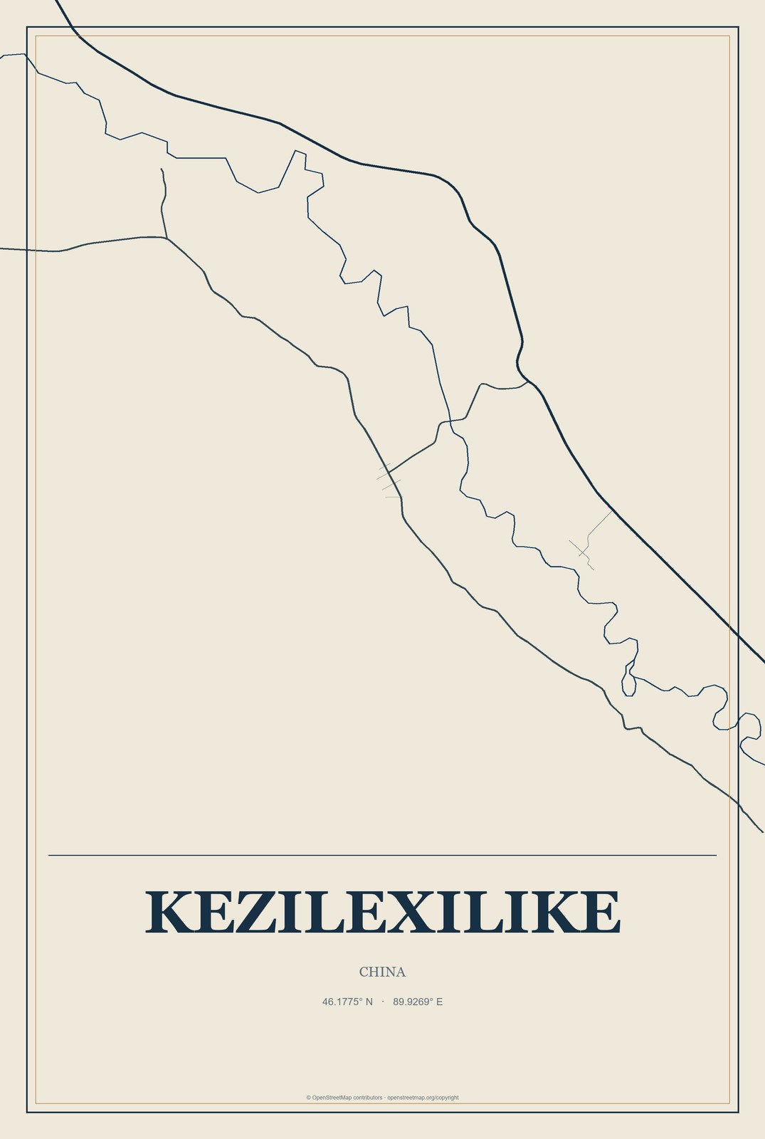 Kezilexilike, China City Map Aluminum Sign in Coastal Cutout style