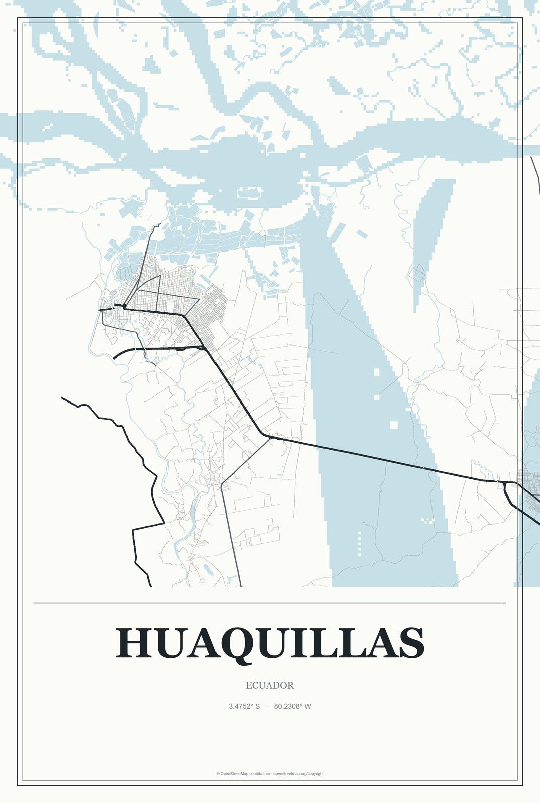 Huaquillas, Ecuador City Map Aluminum Sign in Gallery Air style
