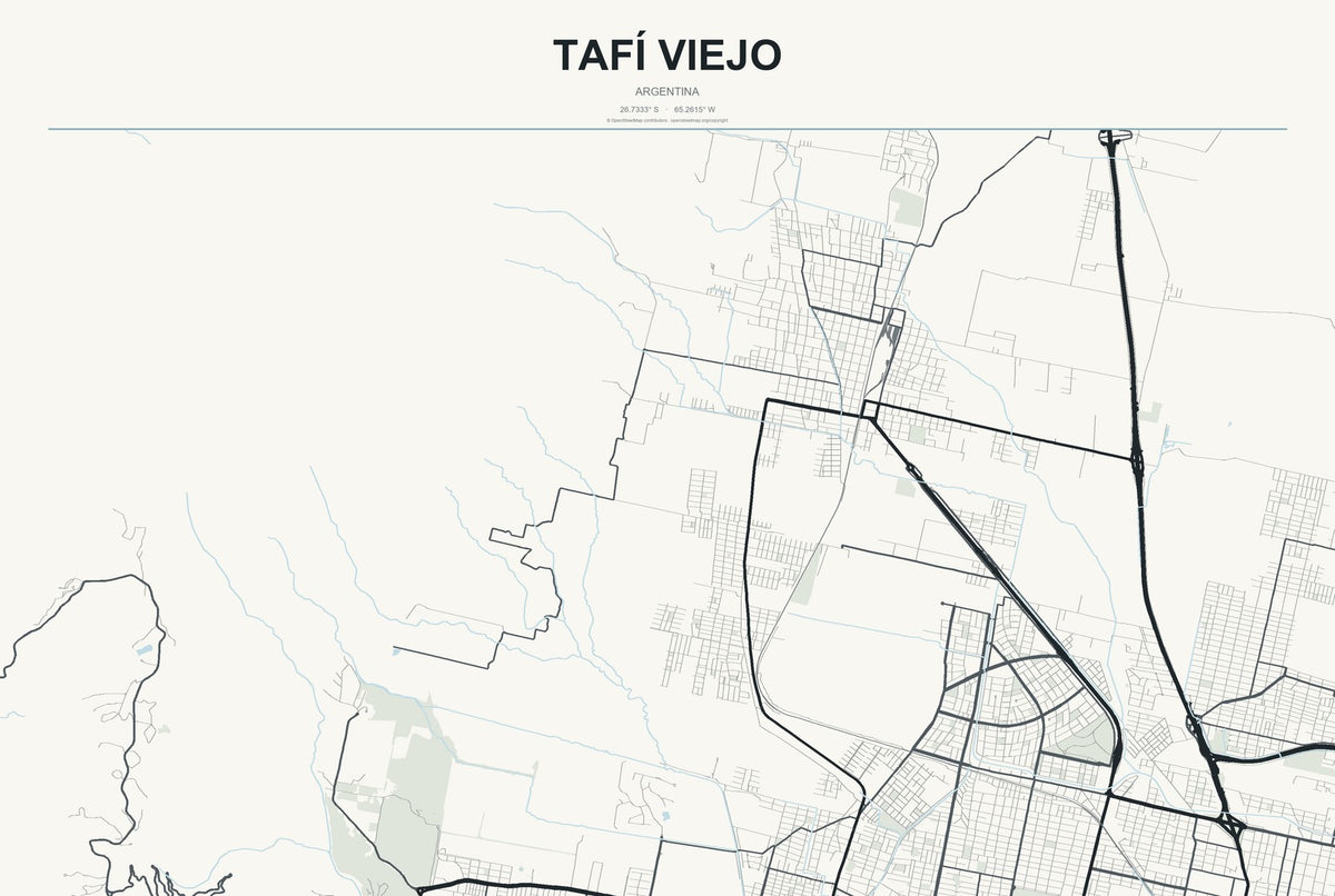 Tafí Viejo, Argentina City Map Aluminum Sign in Headline Atlas style