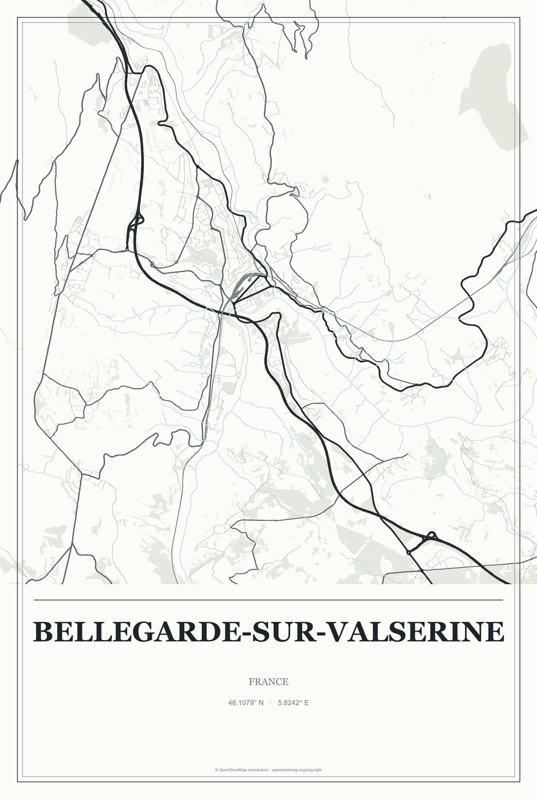 Bellegarde-sur-Valserine, France City Map Aluminum Sign in Gallery Air style