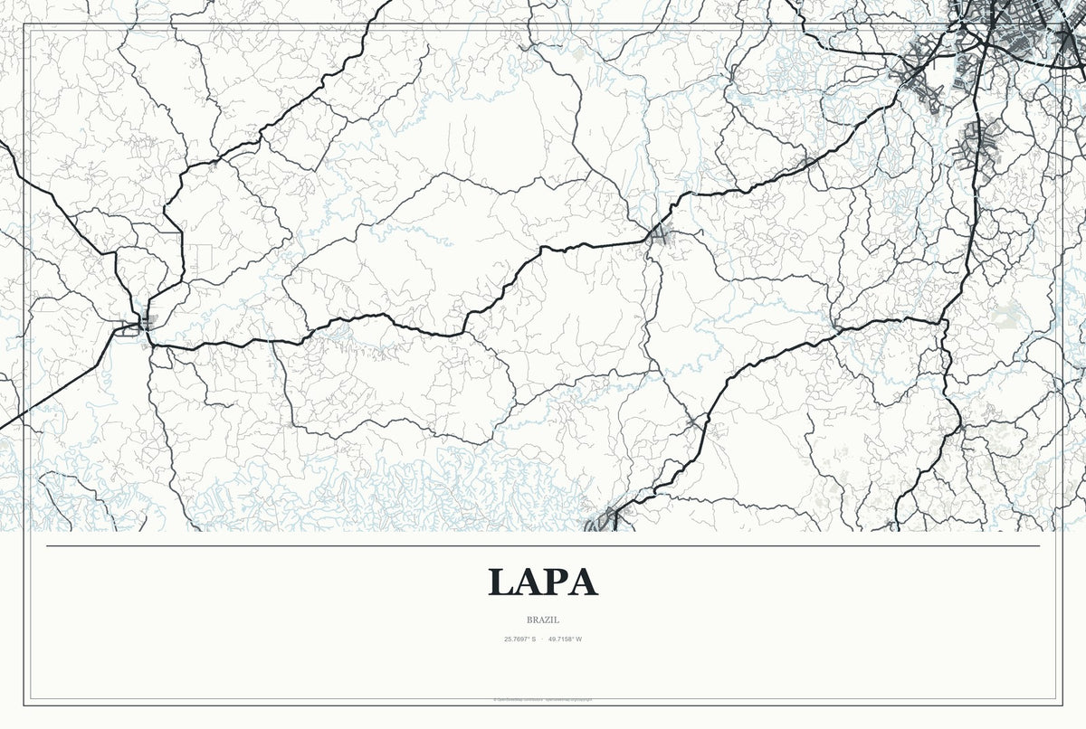 Lapa, Brazil City Map Aluminum Sign in Gallery Air style