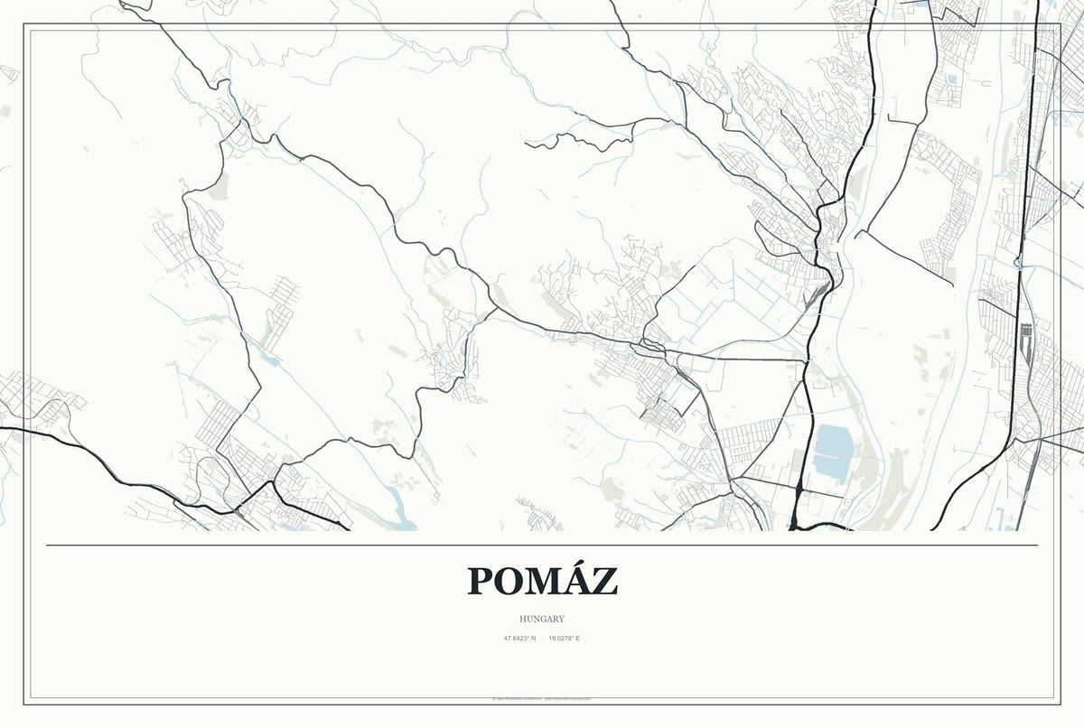 Pomáz, Hungary City Map Aluminum Sign in Gallery Air style