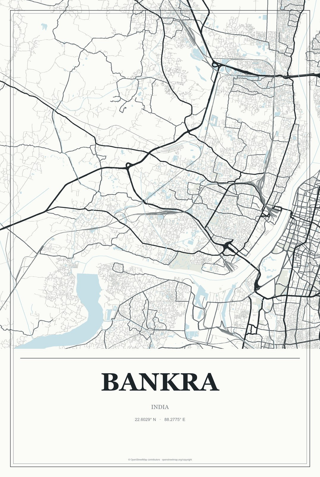Bankra, India City Map Aluminum Sign in Gallery Air style