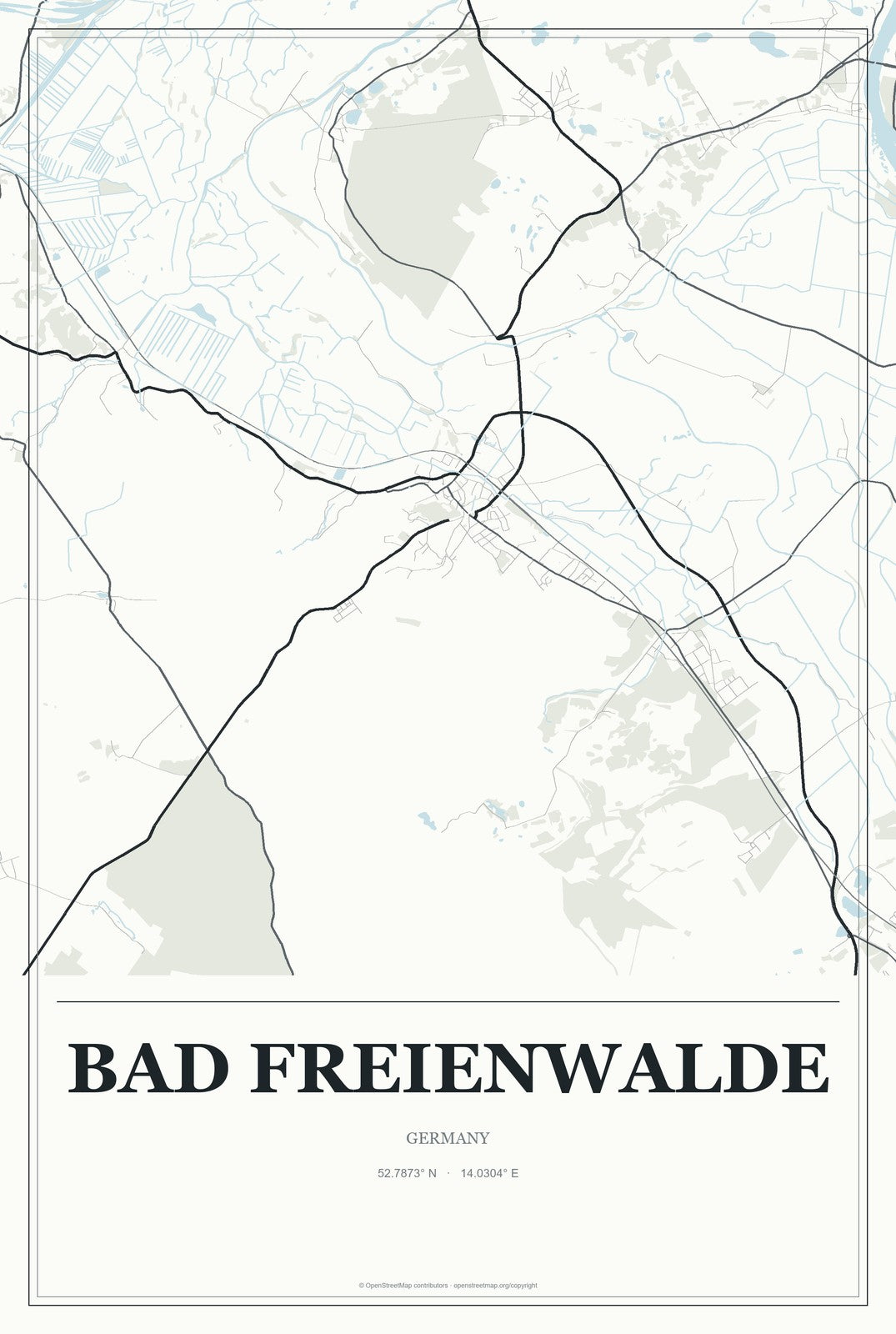 Bad Freienwalde, Germany City Map Aluminum Sign in Gallery Air style
