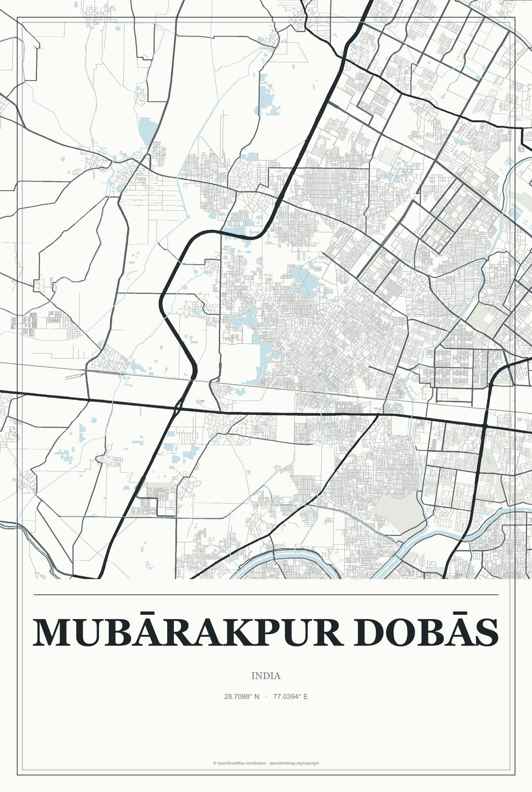 Mubārakpur Dobās, India City Map Aluminum Sign in Gallery Air style