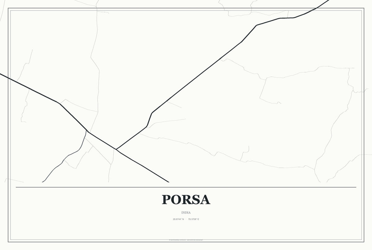 Porsa, India City Map Aluminum Sign in Gallery Air style