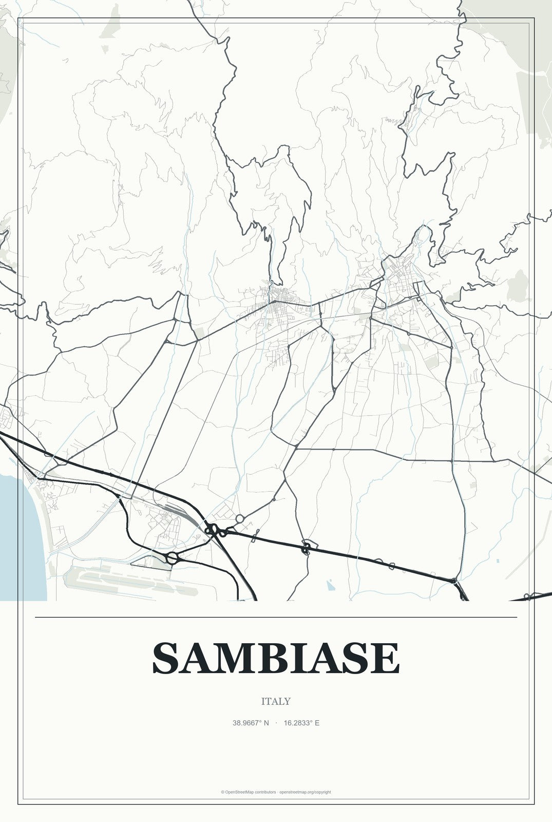 Sambiase, Italy City Map Aluminum Sign in Gallery Air style