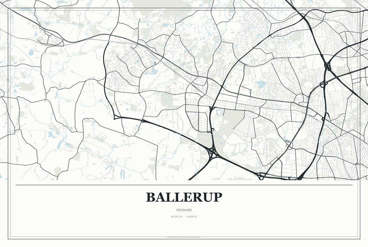 Ballerup, Denmark City Map Aluminum Sign in Gallery Air style