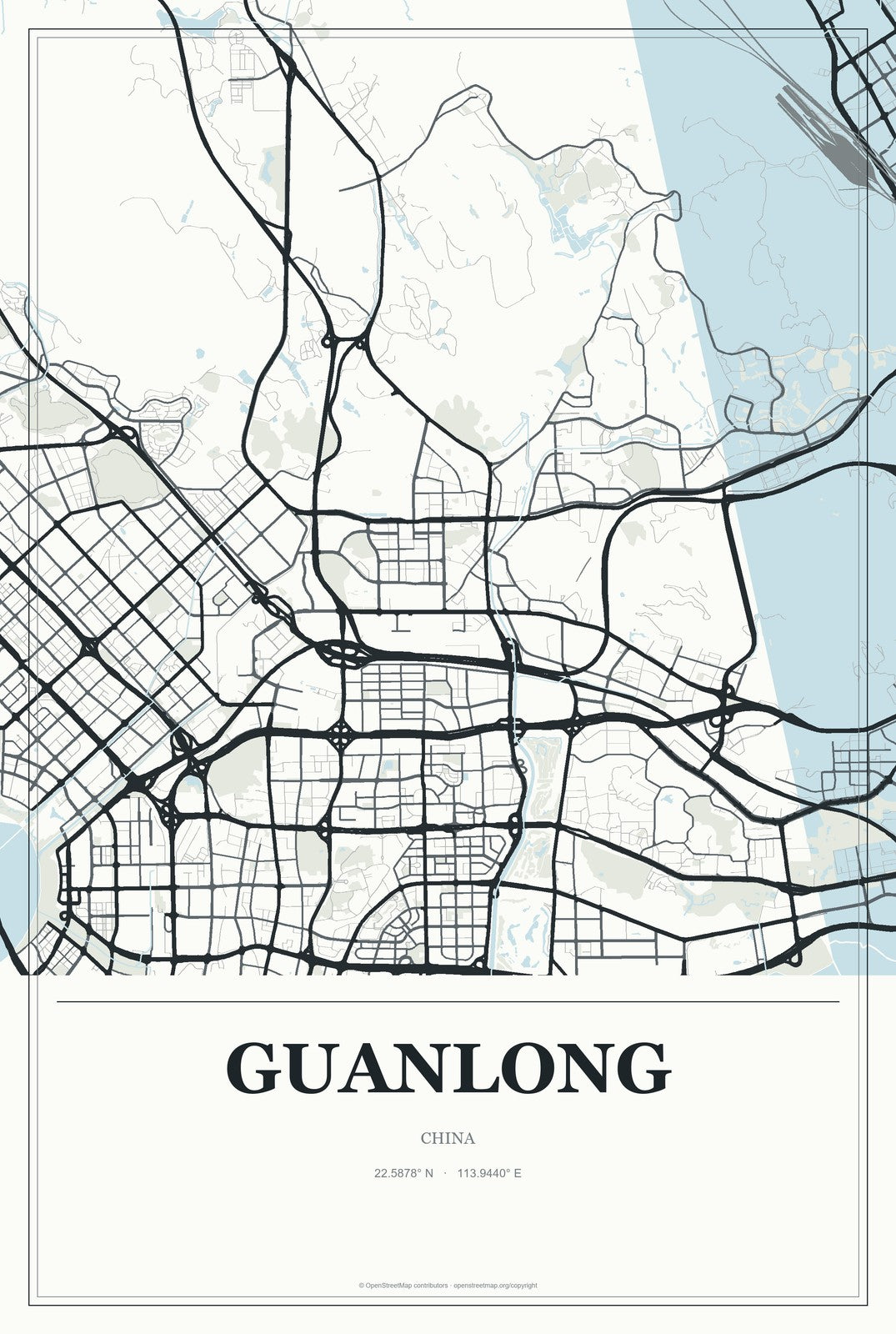 Guanlong, China City Map Aluminum Sign in Gallery Air style