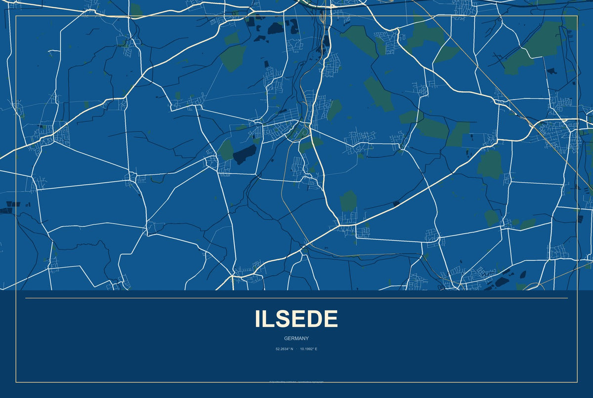 Ilsede, Germany City Map Aluminum Sign in Harbor Cobalt style