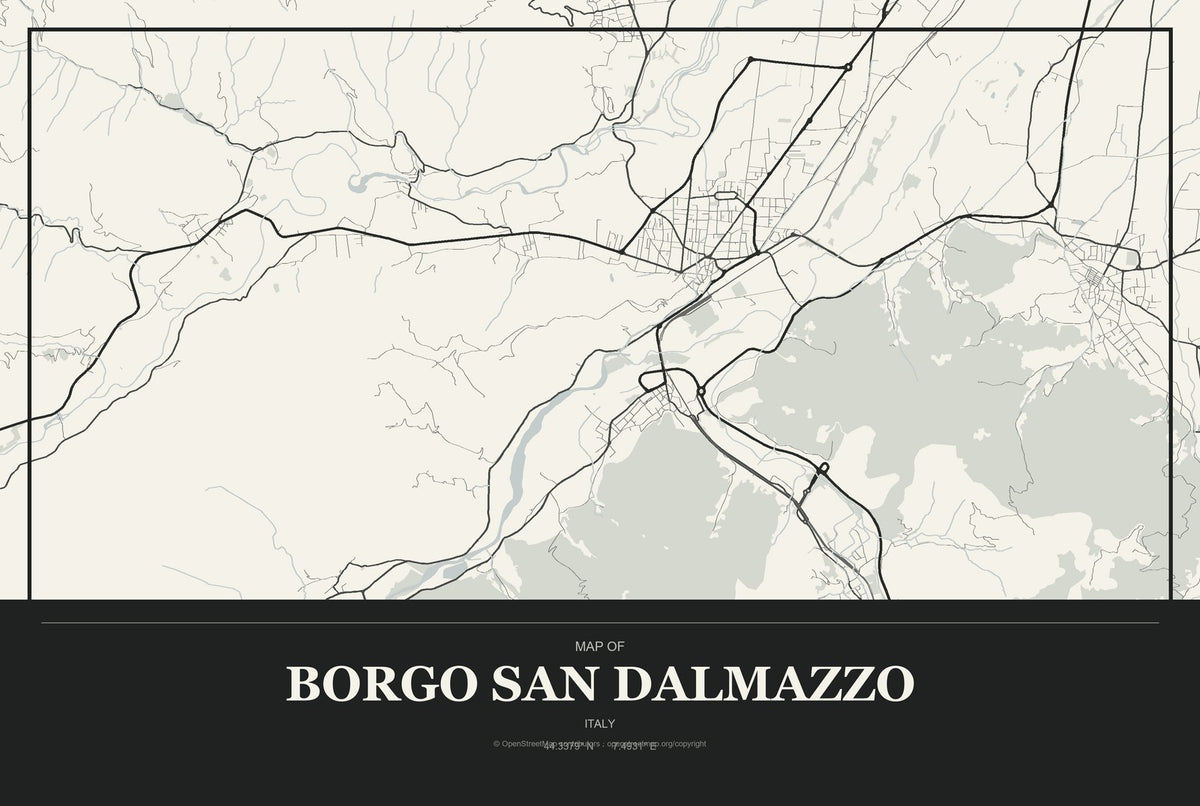 Borgo San Dalmazzo, Italy City Map Aluminum Sign in Museum Plaque style