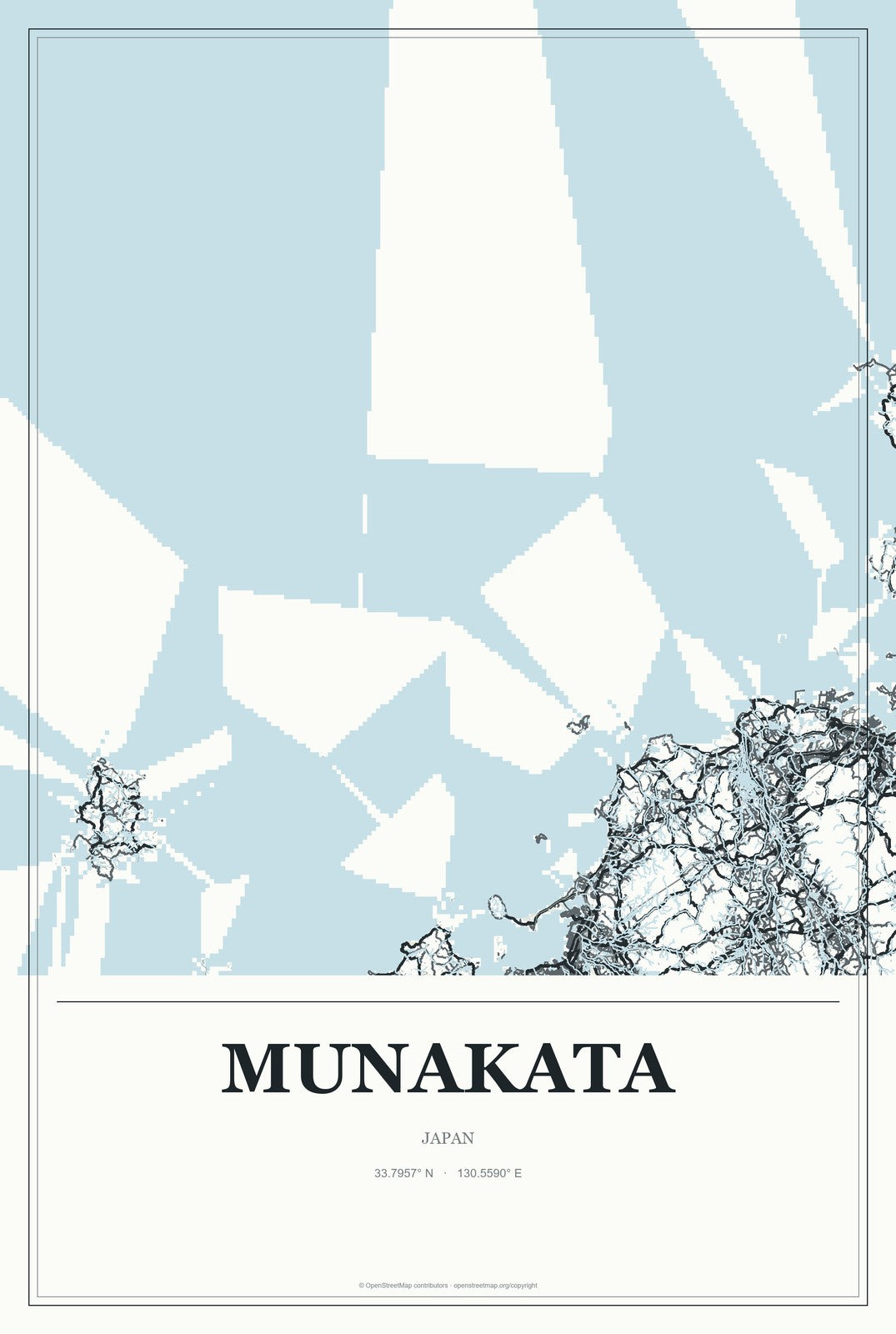 Munakata, Japan City Map Aluminum Sign in Gallery Air style