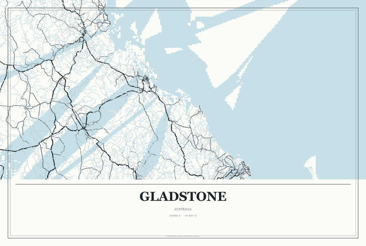 Gladstone, Australia City Map Aluminum Sign in Gallery Air style