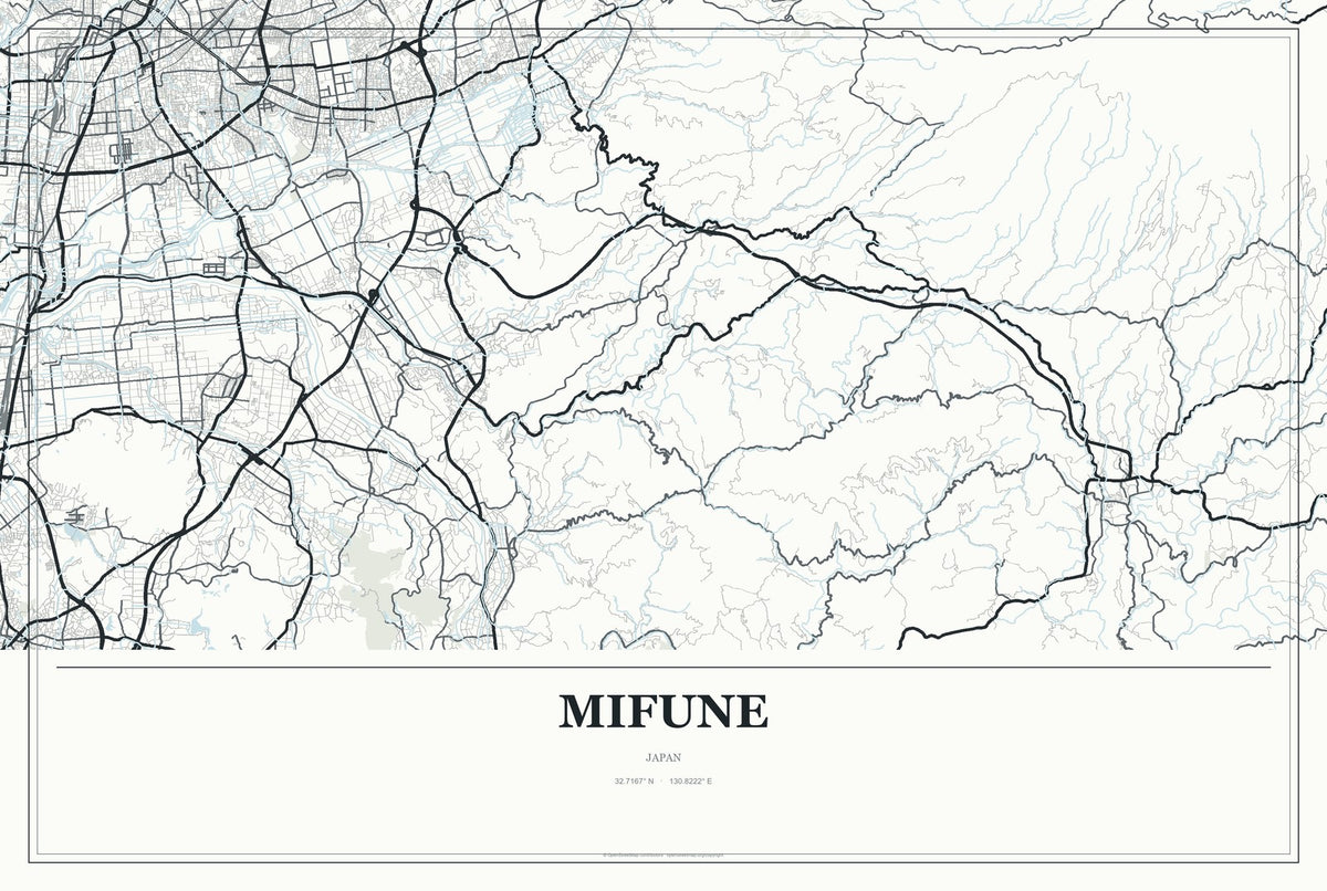 Mifune, Japan City Map Aluminum Sign in Gallery Air style