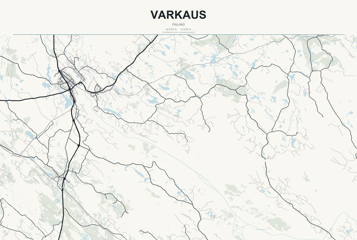 Varkaus, Finland City Map Aluminum Sign in Headline Atlas style