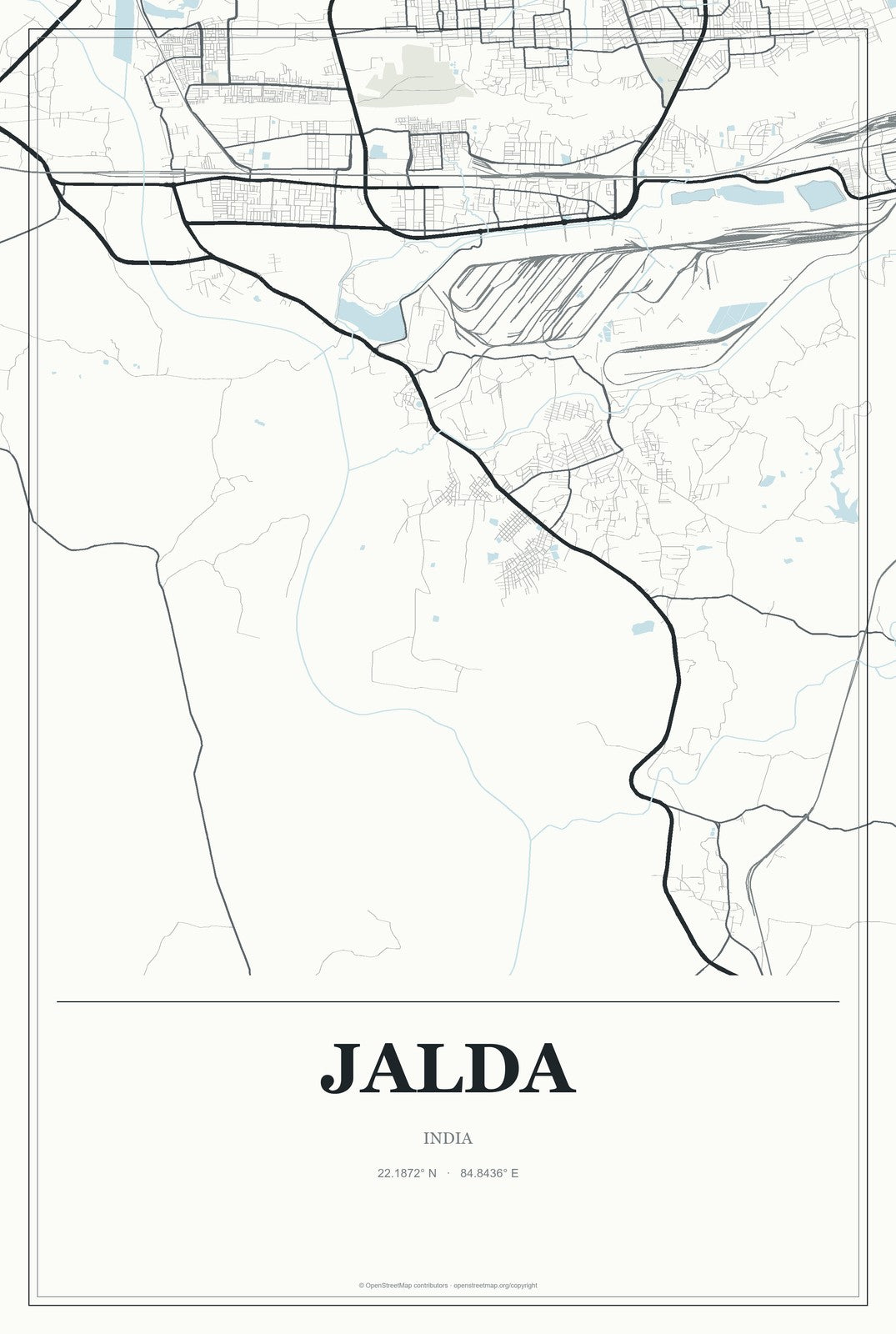 Jalda, India City Map Aluminum Sign in Gallery Air style