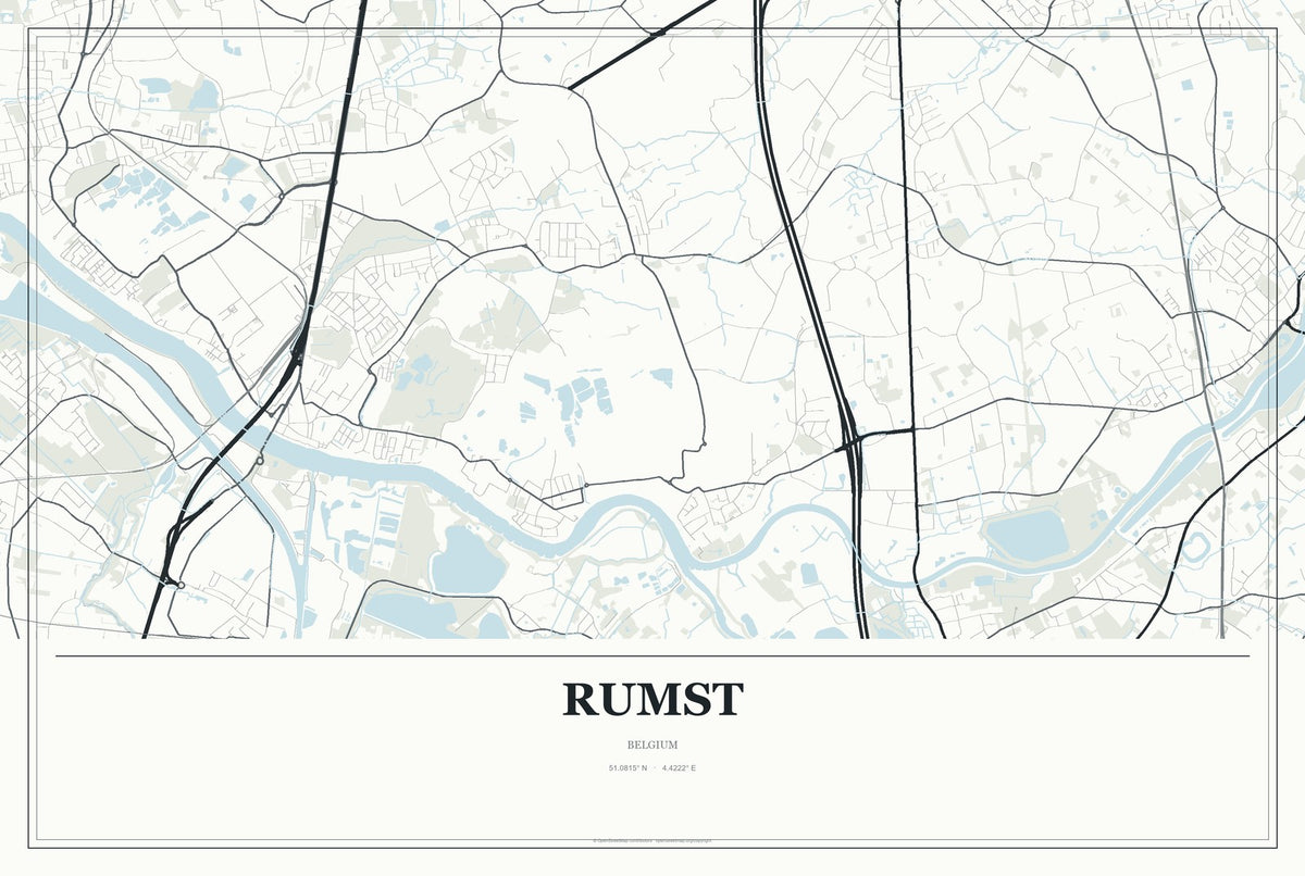 Rumst, Belgium City Map Aluminum Sign in Gallery Air style