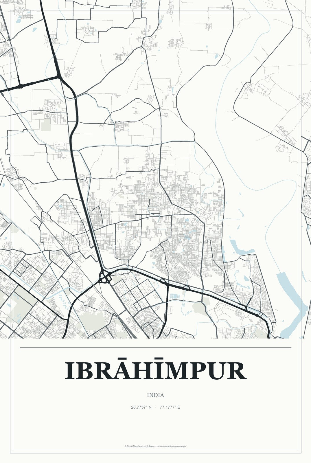 Ibrāhīmpur, India City Map Aluminum Sign in Gallery Air style