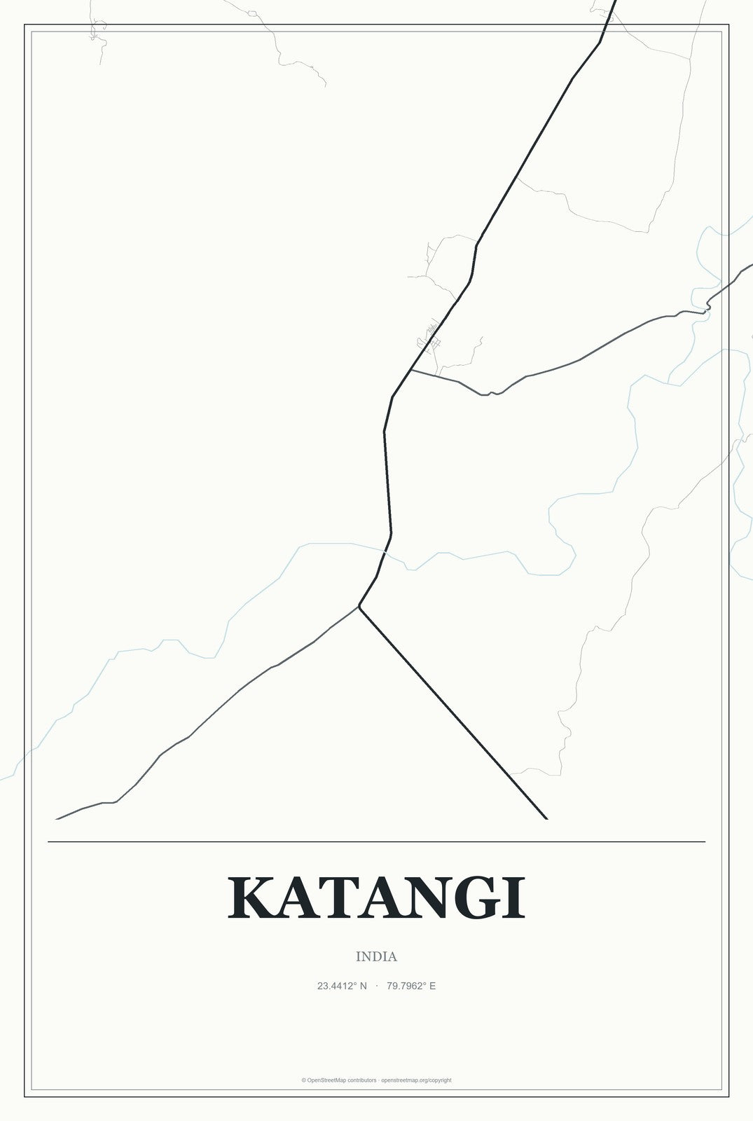 Katangi, India City Map Aluminum Sign in Gallery Air style