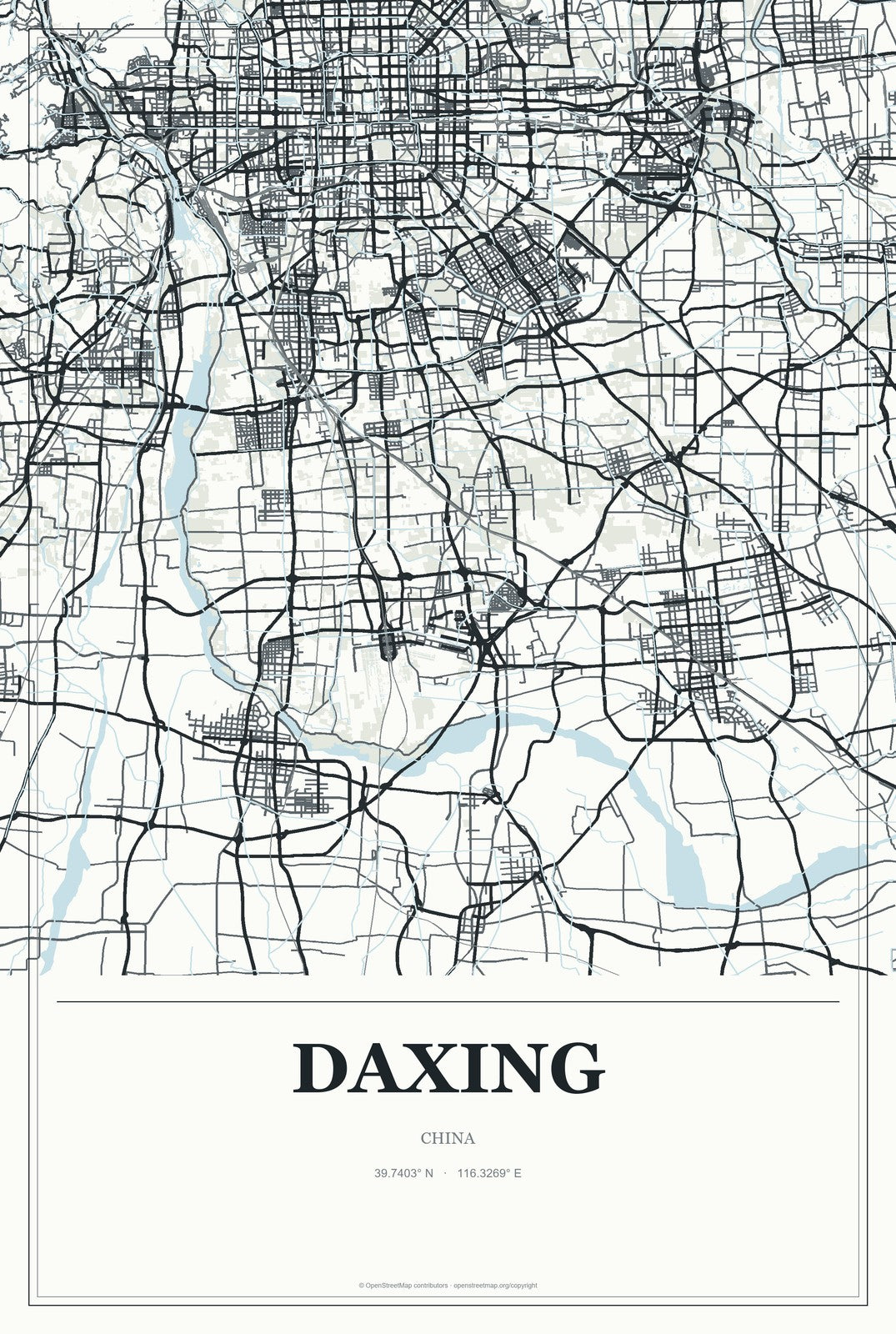 Daxing, Chongqing, China City Map Aluminum Sign in Gallery Air style