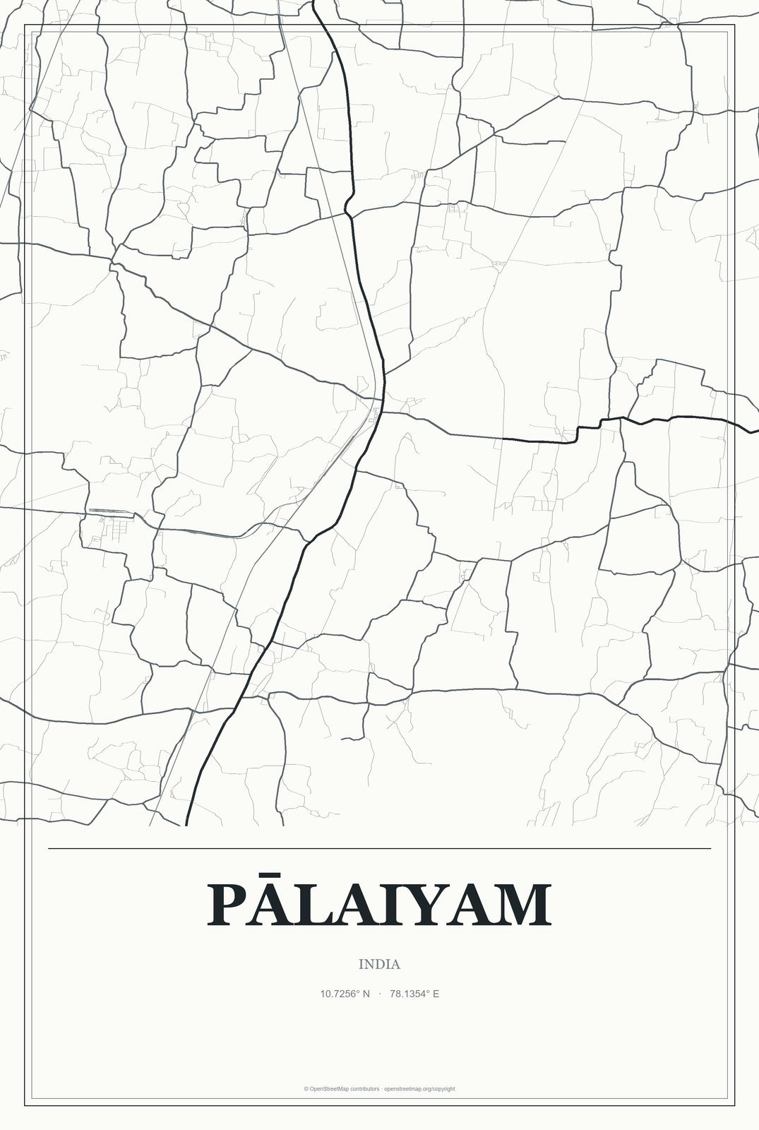 Pālaiyam, India City Map Aluminum Sign in Gallery Air style