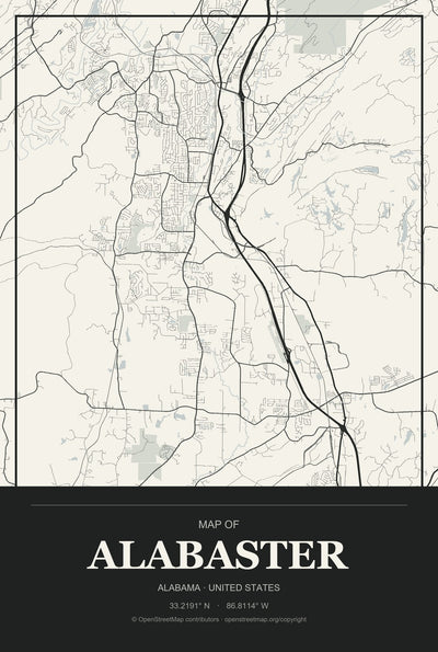 Alabaster, Alabama map in Museum Plaque style