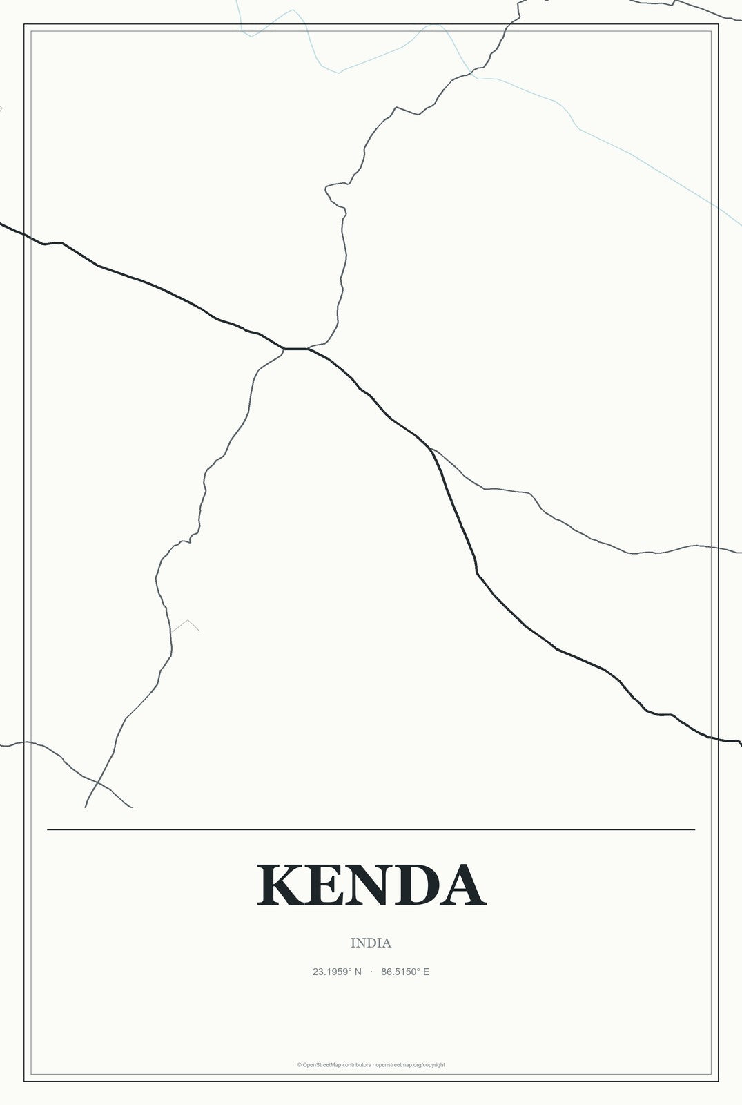 Kenda, India City Map Aluminum Sign in Gallery Air style