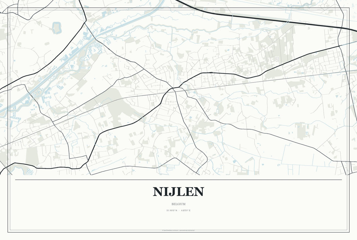 Nijlen, Belgium City Map Aluminum Sign in Gallery Air style