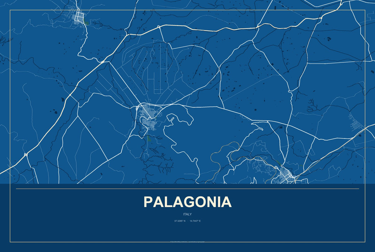 Palagonia, Italy City Map Aluminum Sign in Harbor Cobalt style