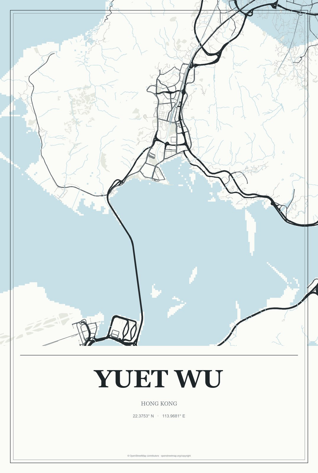 Yuet Wu, Hong Kong City Map Aluminum Sign in Gallery Air style