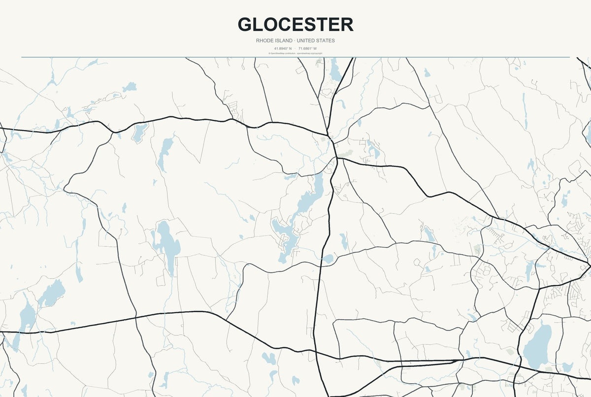 Glocester, Rhode Island City Map Aluminum Sign in Headline Atlas style