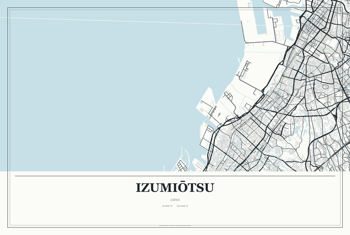 Izumiōtsu, Japan City Map Aluminum Sign in Gallery Air style