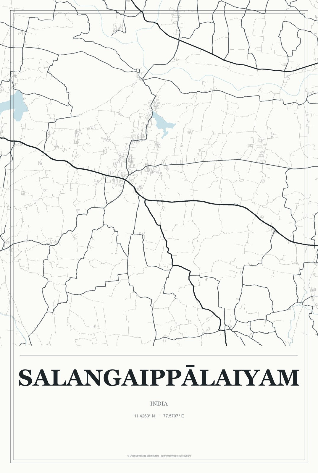 Salangaippālaiyam, India City Map Aluminum Sign in Gallery Air style