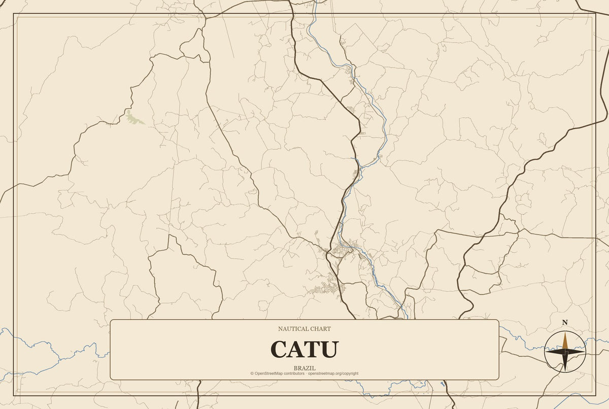 Catu, Brazil City Map Aluminum Sign in Heritage Nautical style
