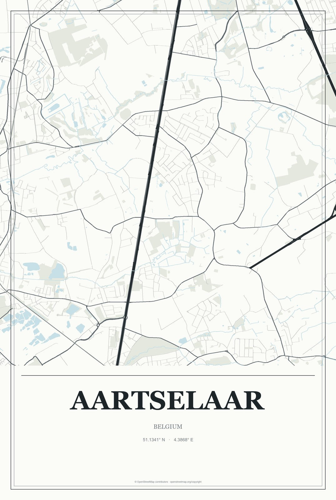 Aartselaar, Belgium City Map Aluminum Sign in Gallery Air style