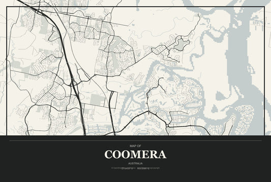 Coomera, Australia City Map Aluminum Sign in Museum Plaque style