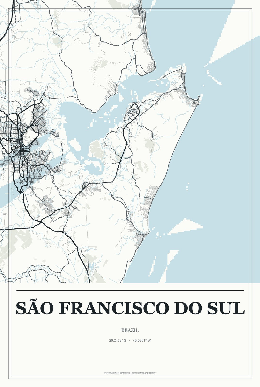São Francisco do Sul, Brazil City Map Aluminum Sign in Gallery Air style