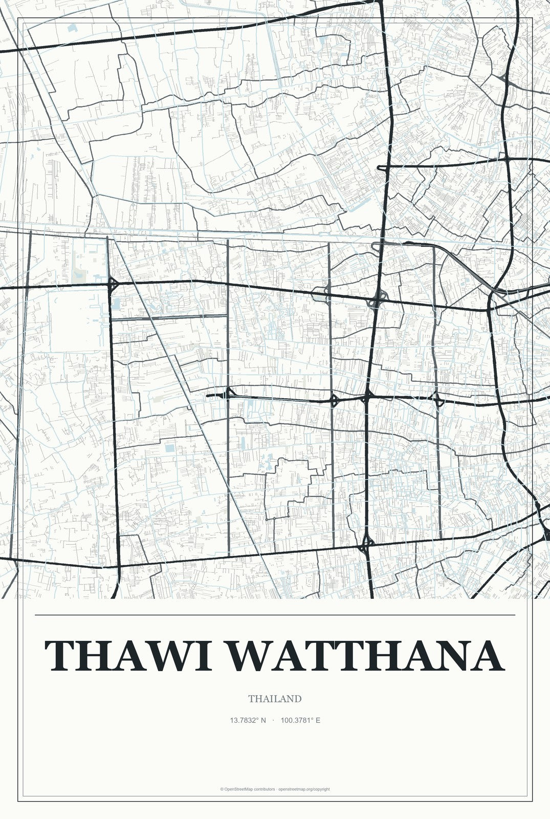 Thawi Watthana, Thailand City Map Aluminum Sign in Gallery Air style