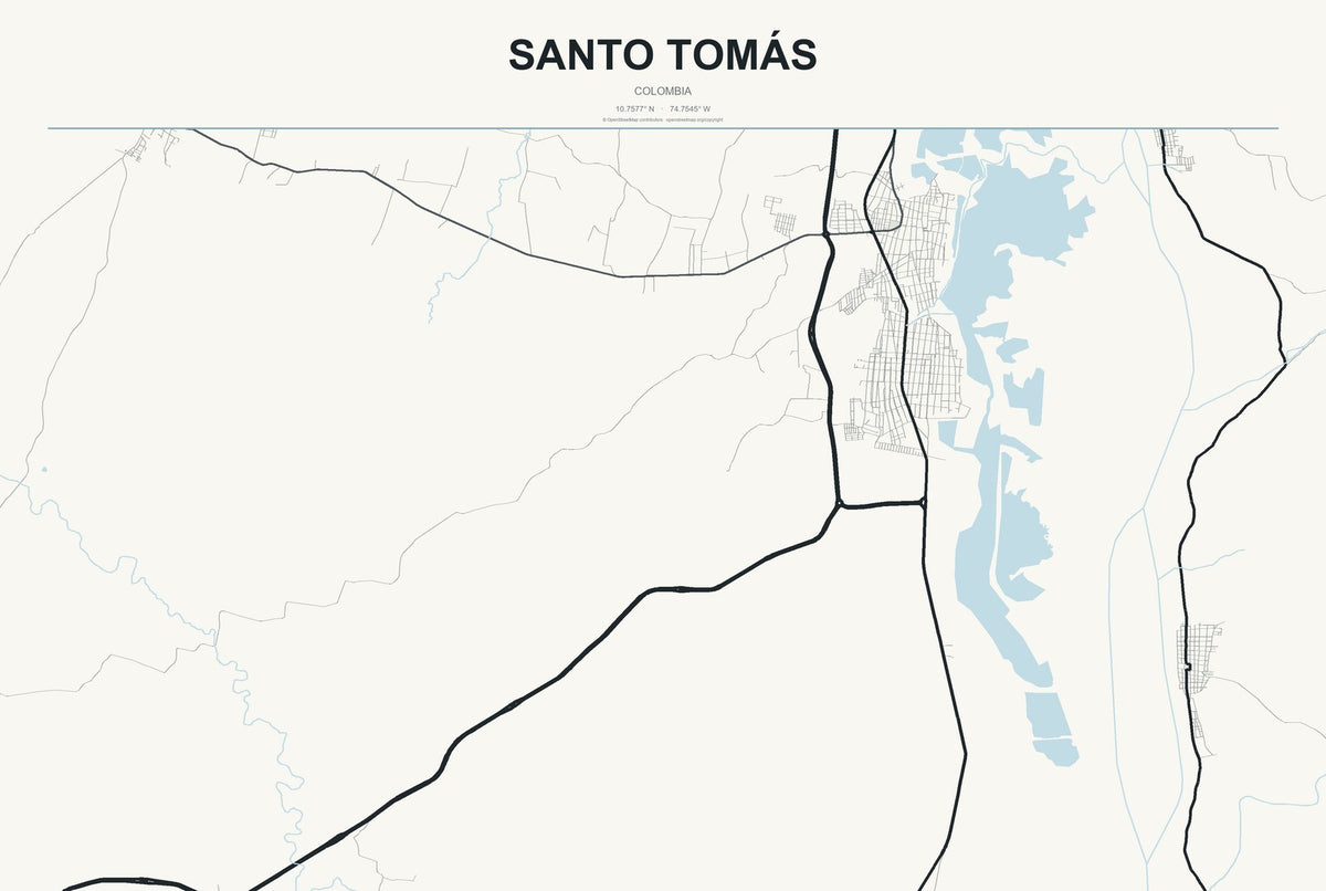 Santo Tomás, Colombia City Map Aluminum Sign in Headline Atlas style