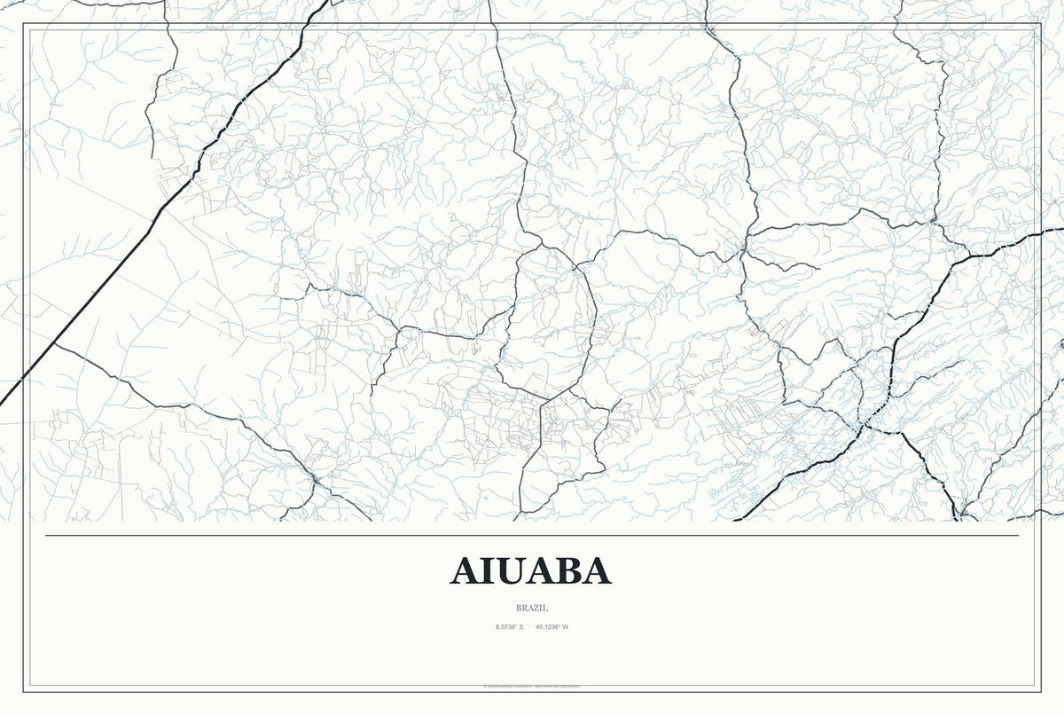 Aiuaba, Brazil City Map Aluminum Sign in Gallery Air style