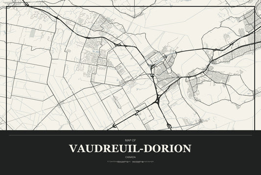 Vaudreuil-Dorion, Canada City Map Aluminum Sign in Museum Plaque style