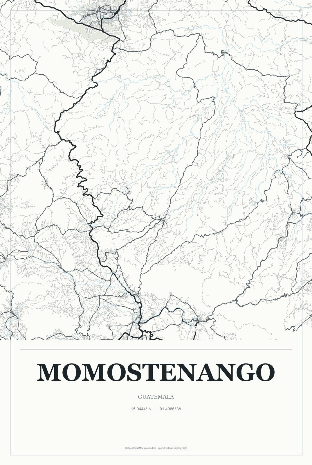 Momostenango, Guatemala City Map Aluminum Sign in Gallery Air style