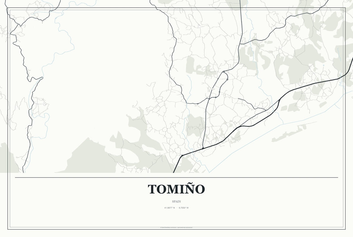 Tomiño, Spain City Map Aluminum Sign in Gallery Air style