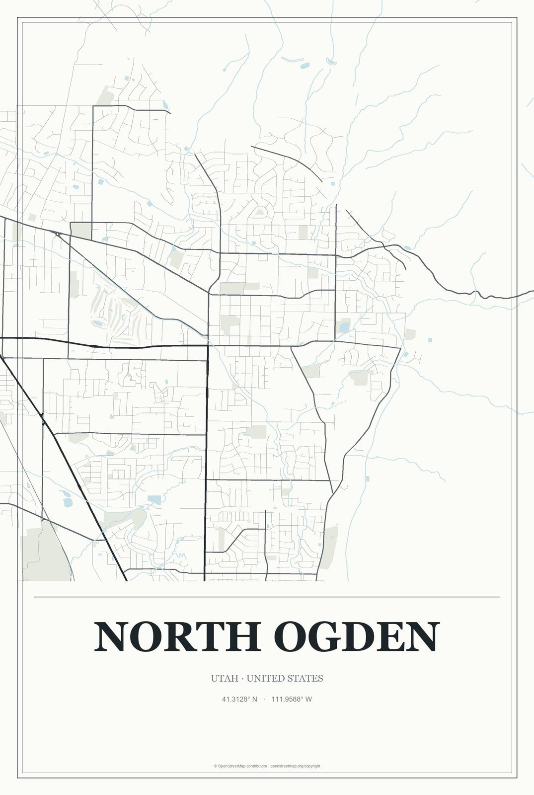 North Ogden, Utah City Map Aluminum Sign in Gallery Air style