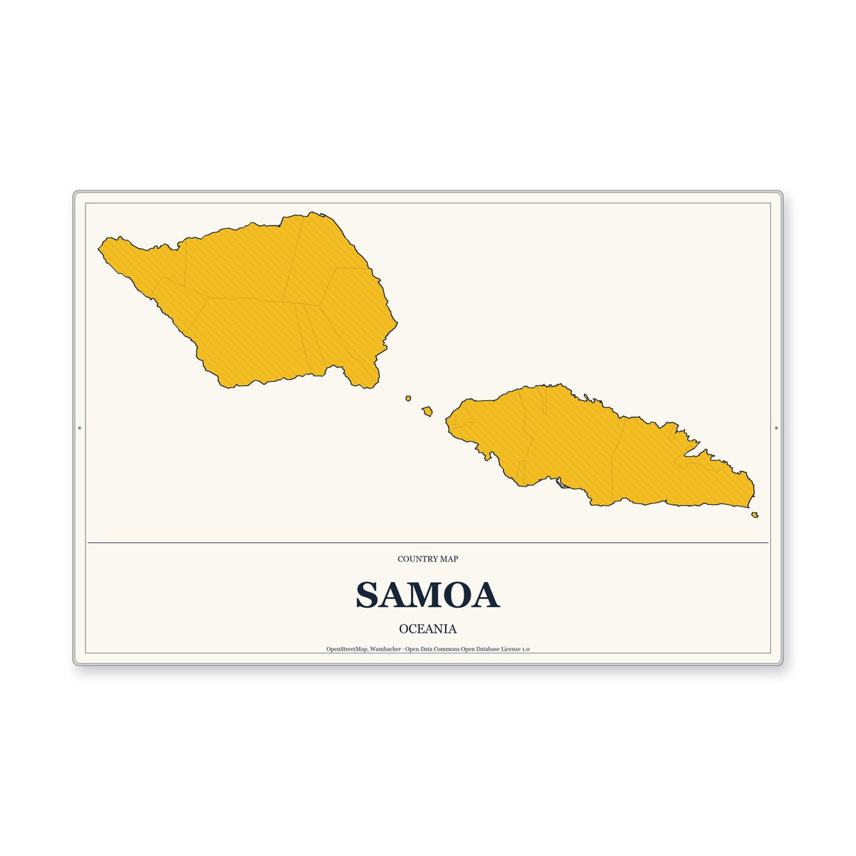Samoa Country Map Aluminum Sign in Citrine Modern style