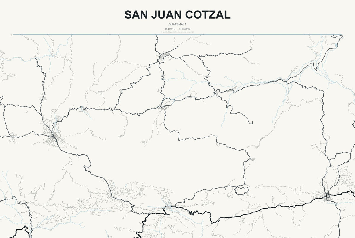 San Juan Cotzal, Guatemala City Map Aluminum Sign in Headline Atlas style