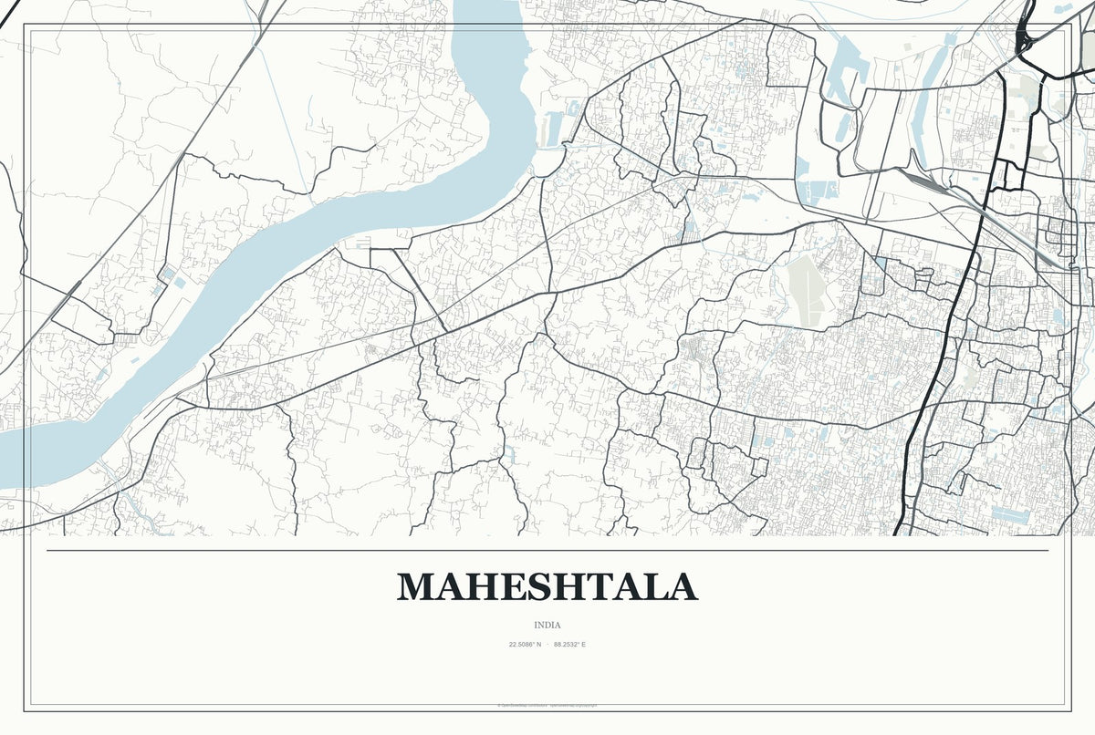 Maheshtala, India City Map Aluminum Sign in Gallery Air style