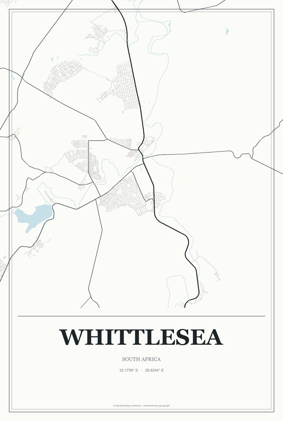 Whittlesea, South Africa City Map Aluminum Sign in Gallery Air style