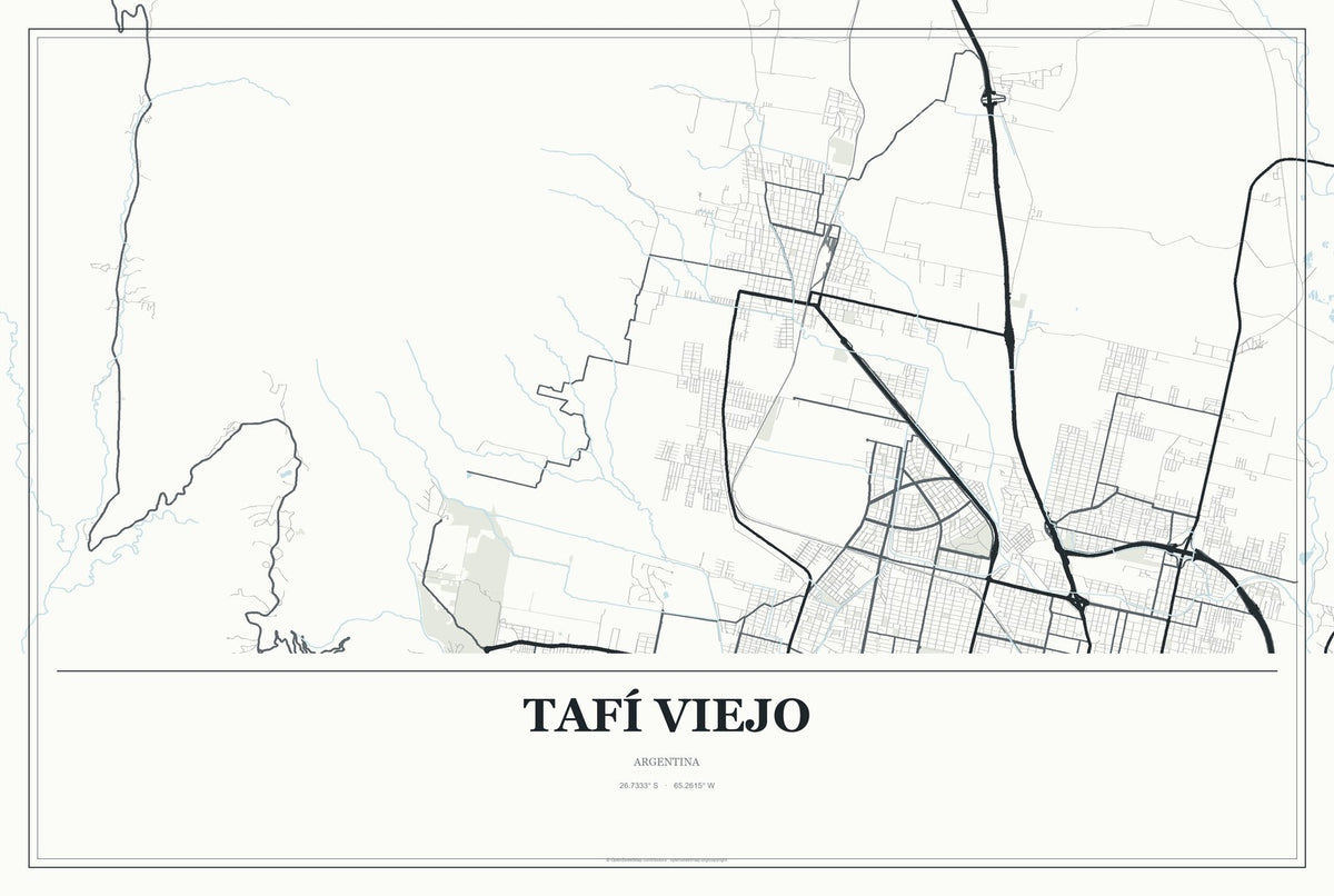 Tafí Viejo, Argentina City Map Aluminum Sign in Gallery Air style